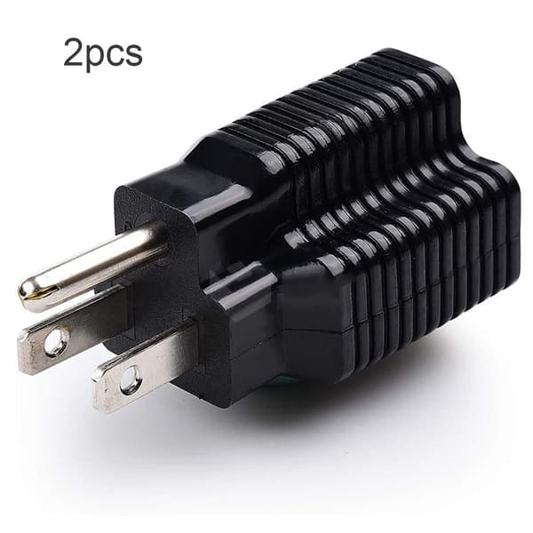 NEMA 5-20R til NEMA 5-15P konverteringspluggadapter svart 2-pakning