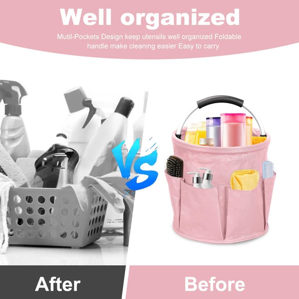 17L Shower Caddy with 6 Side Pockets, Cleaning Caddy, Storage Basket for Shower and Picnic