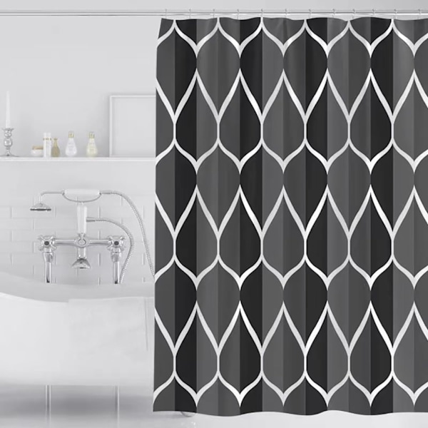 180x180 cm tykt polyester bruseforhæng Sort
