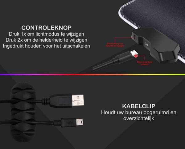 RGB Gaming Musematte - XXL Gaming Musematte - LED-belysning - Sklisikker - 80x30