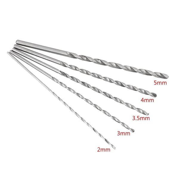 Ekstra lang HSS rett skaft spiralbor verktøy 2-5mm for tre 5 stk bor