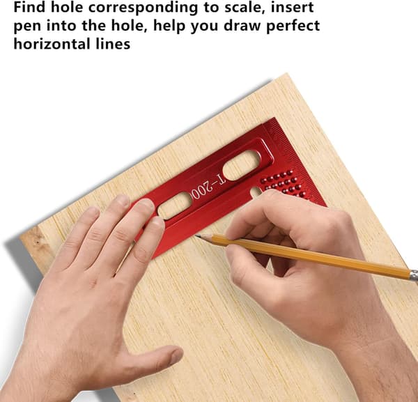(T-200) Precision Woodworking Tool, Aluminum Alloy Angle Hole Scale, Hole Positioning Ruler