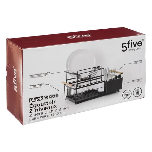 Opvaskstativ - 2 Etager - Metal Svart black