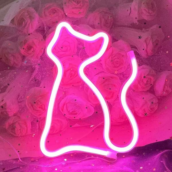 LED-neonskylt, kattneonskyltar, batteri/USB-driven kattneonljus för sovrum, alla hjärtans dag, julfest, neonvägglampa