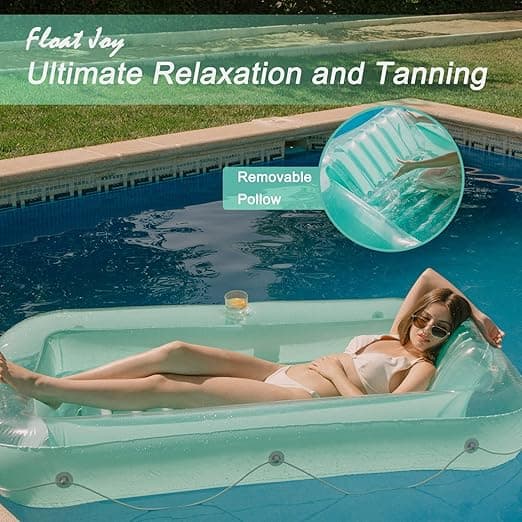 Uppblåsbar poolstol med mugghållare för trädgård och bakgård [JUN]