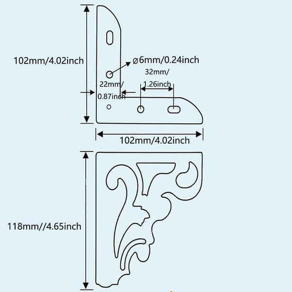 Set med 4 moderna 12 cm soffben för bord och skåpmöbler, järn, ihåligt mönster (krom)