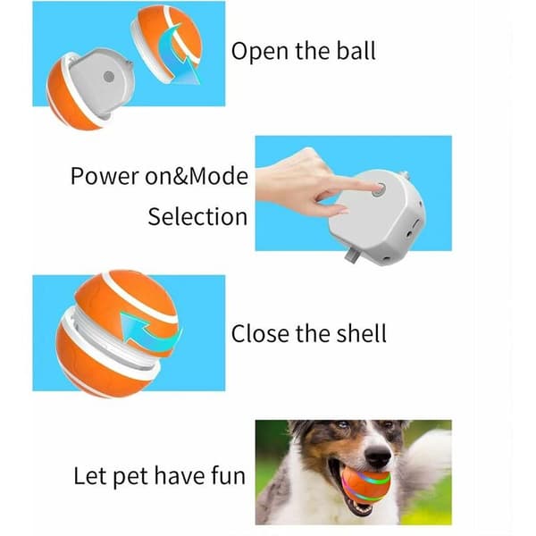 Interactive Pet Toy Ball Dog Toy Ball Self-Rolling Cat Toy Ball with LED Light USB Rechargeable Orange