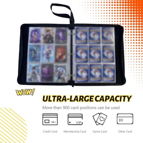 Card Pockets, 9 Pockets, Card Binder for 900 Cards with 50 Removable Card Pockets, Collector's Binder