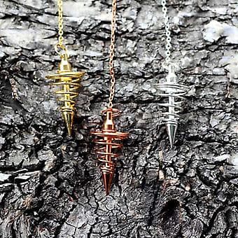 Reiki Healing Pendulum Chain Spiral Coil Point Pendant for Divination (Antique Bronze)