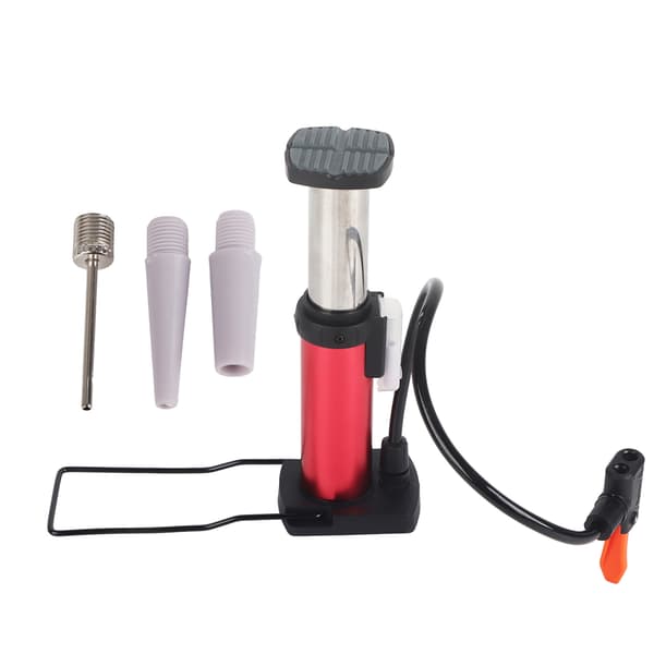 Mini Bicycle Pump Portable Bicycle Motorcycle Foot Pumps Aluminum Alloy (Red)