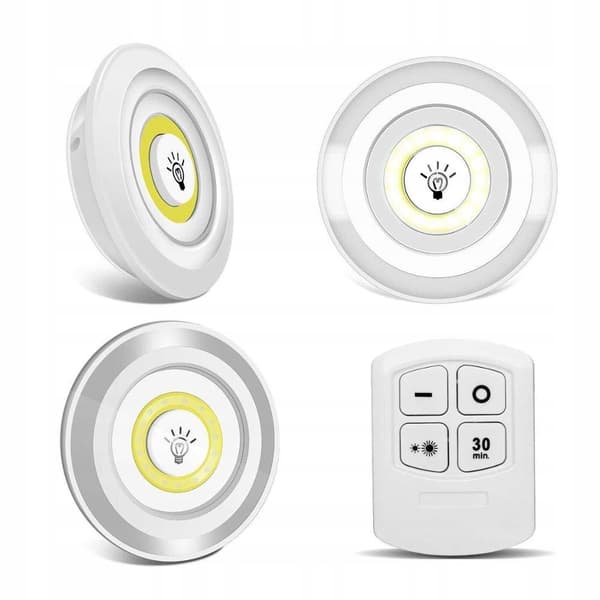 3 stk Trådløse Spotlights med Fjernkontroll - LED-lamper Kald Hvit hvit white