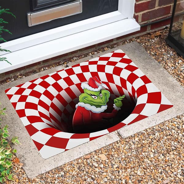 Grinch-jouluovimatto 40x60 cm – Liukumaton sisä-/ulkokäyttöön tarkoitettu lattiamatto