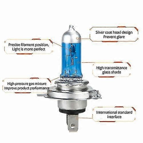 4x H7 100w 6000k Xenon Hvite Frontlyspærer Effekt Hid Lamper 12v Billamper