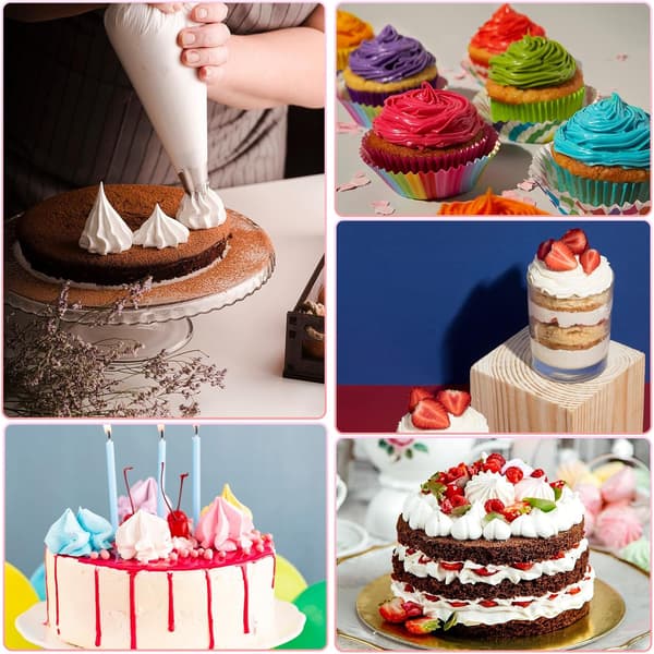 6 runde tipper, graderte størrelser, glasurtipper i rustfritt stål for baking av kremposer, kaker, puffs, smultringfyllere