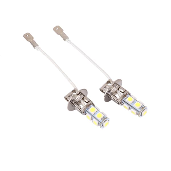 2x H3 5050 Hvit 9 SMD LED DC12V Bil Tåkelys Pære LED-lamper 6500K