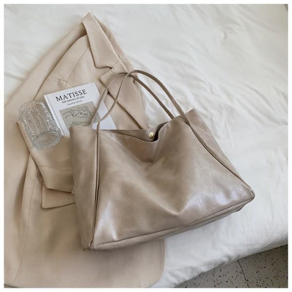 Vintage Håndveske PU Lær Veske Hvit white white