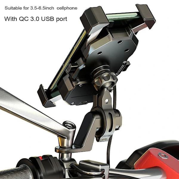 Cykel Motorcykel Telefonholder Hurtigoplader Styrklemme