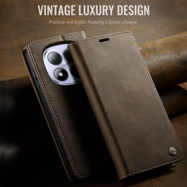 CASEME Plånboksfodral för Xiaomi Redmi Note 15 Pro 5G - Kaffe Mörkbrun