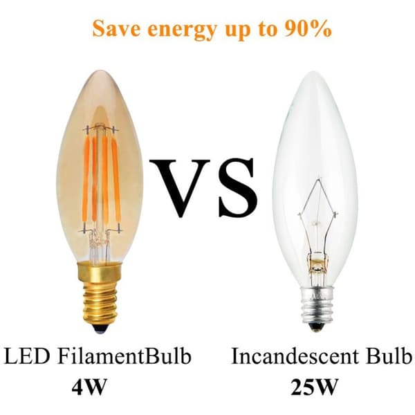 LED Candle Light Bulbs E14 4W, 30W Incandescent Equivalent, 2200K Warm White, 300LM, Cri80+, Small Screw Base, LED Candle Bulb, 5-Pack