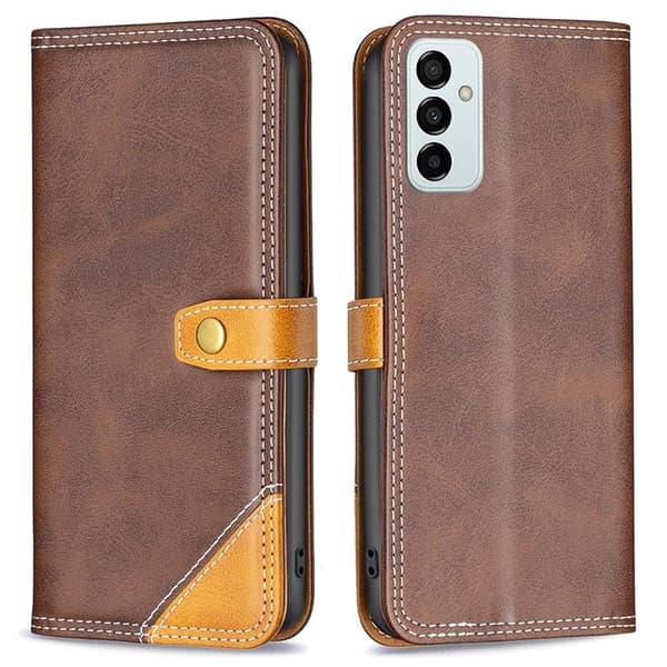 BINFEN Two-Tone Leather Compatible with Samsung Galaxy M23 Case - Brown Brown brown Brun brown