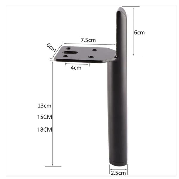(13cm) 4 stk Moderne Jernmøbler Ben Erstatning Sofa Ben med Skruer for Bord Seng Garderobe Svart