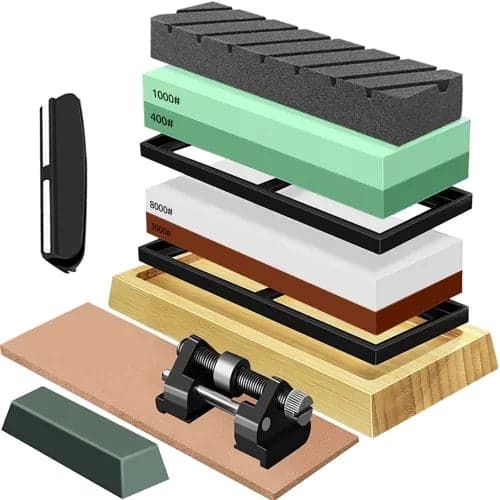 Whetstone Set Knife Sharpening 9 Pieces 400/1000/3000/8000 with Stand 2485