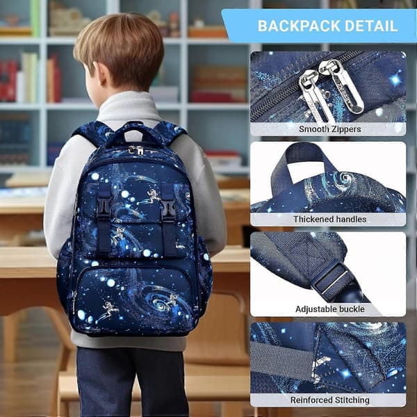 School Backpacks for Boys 8-12 Years, Large Nylon School Backpack for Primary School, Waterproof Breathable Kids Backpack