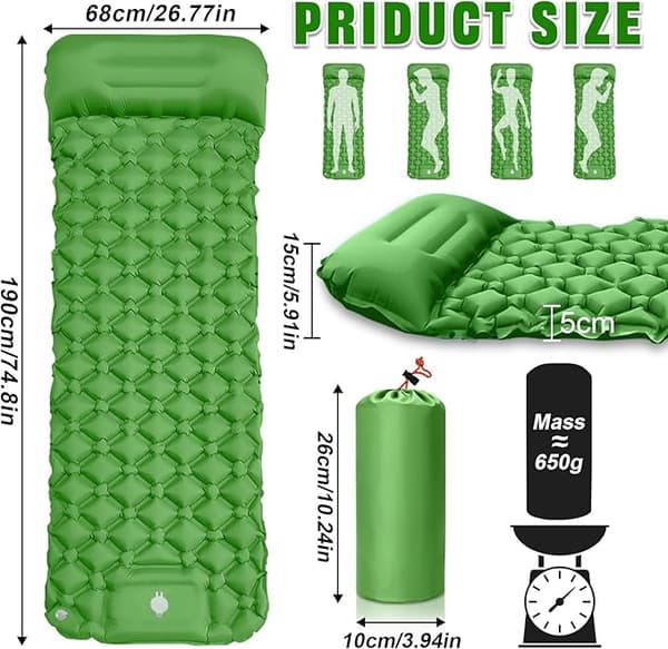 Super Value Selection! Thick Self-Inflating Camping Mattress, camping, mattress with pillow inflatable camping mat compatible with beach, ta