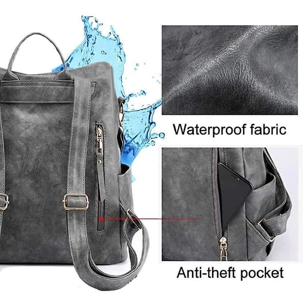 Mode Rygsæk Håndtasker til Kvinder, Multifunktionelt Design Håndtasker og Skuldertaske Rejsetaske, Med Farverig Rem grå grey