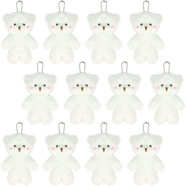 12-pak mini vita teddybjørne, 4,7 tommer små bløde krammedyr