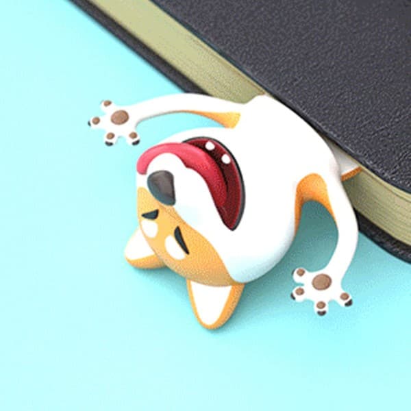 3D Tecknade Djurbokmärken Nyhet Shiba Inu Platt Bokmärke Kontorsmaterial