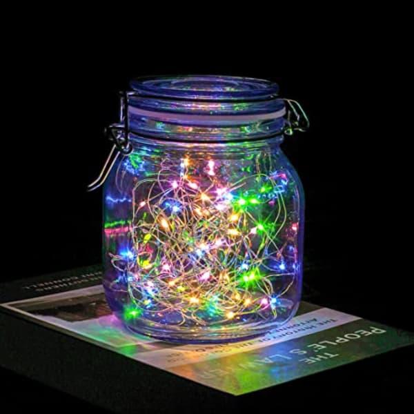 2 kpl paristokäyttöinen LED-valosarja, monivärinen, 1m