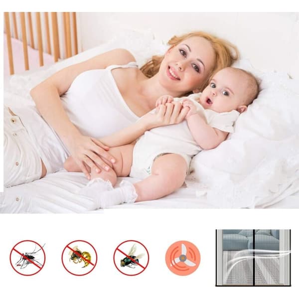 Balcony Door Mosquito Net, Magnetic Fly Screen, Automatic Closing, Foldable, Allows Air to Circulate Freely, for Doors/Terraces - White 70 x 200 cm