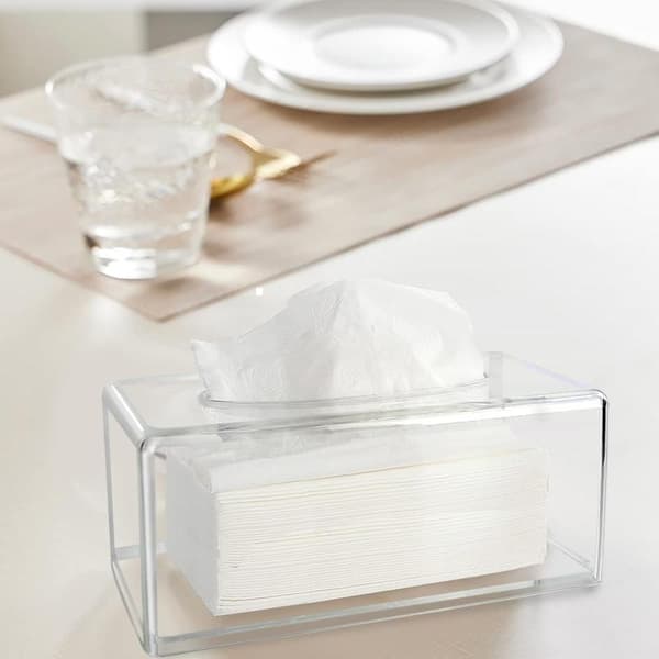 Napkin Holder Transparent Rectangular Napkin Dispenser Napkin Box with Lid, Acrylic Napkin Storage Box for Home,