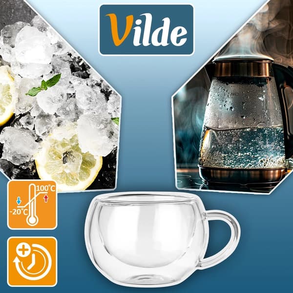 Dobbeltvæggede glas til kaffe og te, 280 ml, sæt med 2