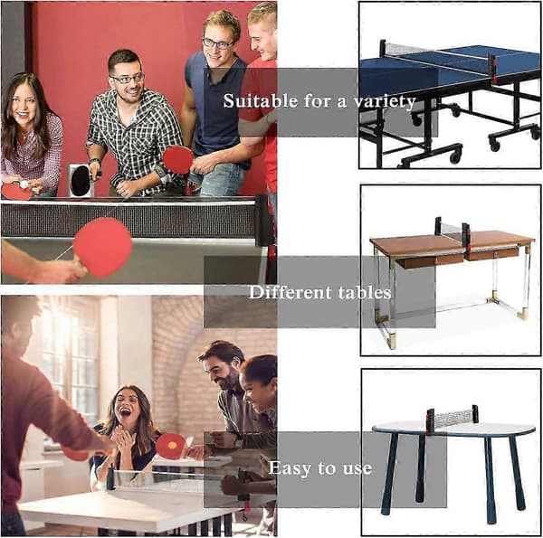 Retractable Table Tennis Net, Portable Ping Pong Net Rack, Perfect for Ping Pong Tables, Desks, Dining Tables, Adjustable Length 190 cm