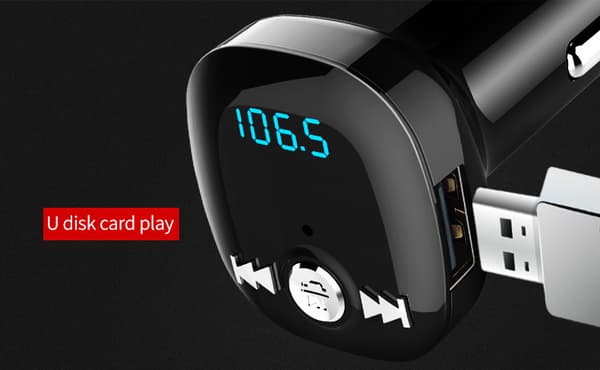 FM-sender for bil - Bluetooth-adapter med QC3.0 billader