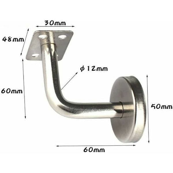 4-pack rostfria handledarfästen för väggmontering av trappräcken, räckenfästen, trappräcke, väggfästen (platt plåt 60x60mm)