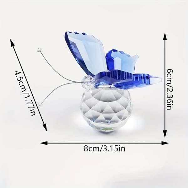 Krystal flyvende sommerfugl med krystalkuglefod figur ornament
