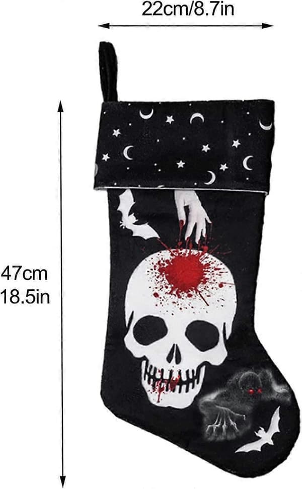 Halloween Decoration Stocking - Skull Motif - The Nightmare Before Christmas - Christmas Tree