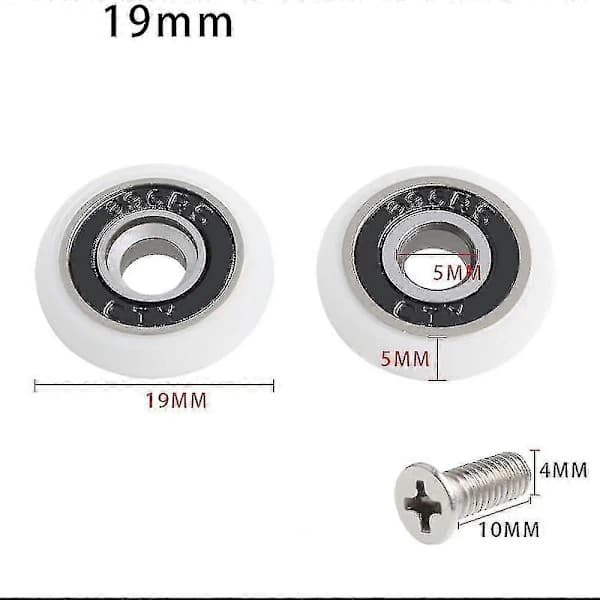 Sæt med 8 erstatningshjul til 19 mm diameter brusedør