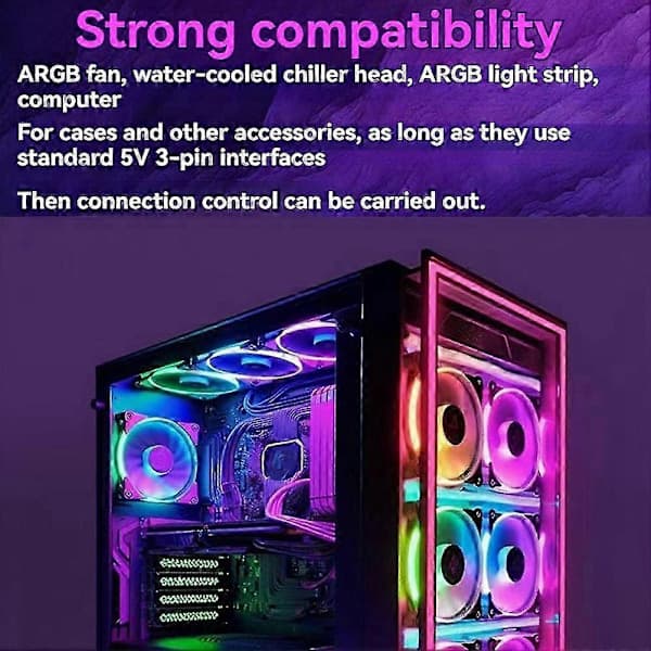 NOLLIE 8-Port 5V 3PIN Addressable ARGB Controller Support SignalRGB OpenRGB SATA Power for Extended Motherboard Interface