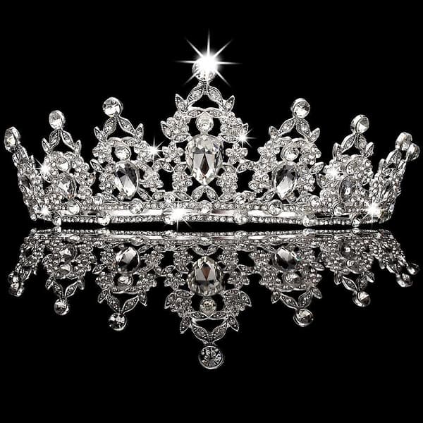 Sølv Tiara og kroner til kvinder Krystal dronningekrone fødselsdagskrone til piger bryllupskrone til Bri