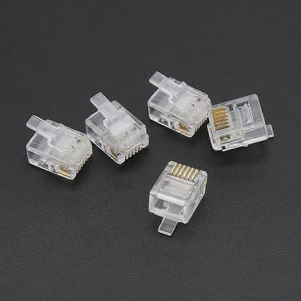 100 stk RJ12 6P6C Modulær Kabel for Telefonkontakter Krystallkontakter