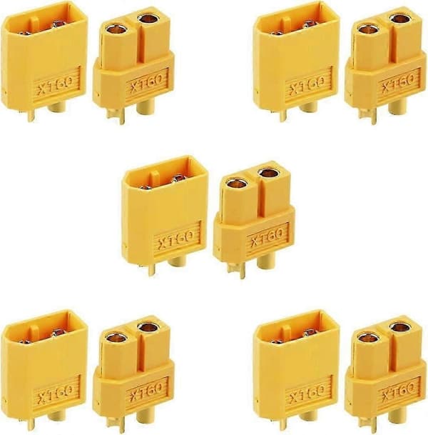 10 stk XT60 Batteristik til RC Batterilegetøjsbiler 5 stk hanstik og 5 stk hunstik