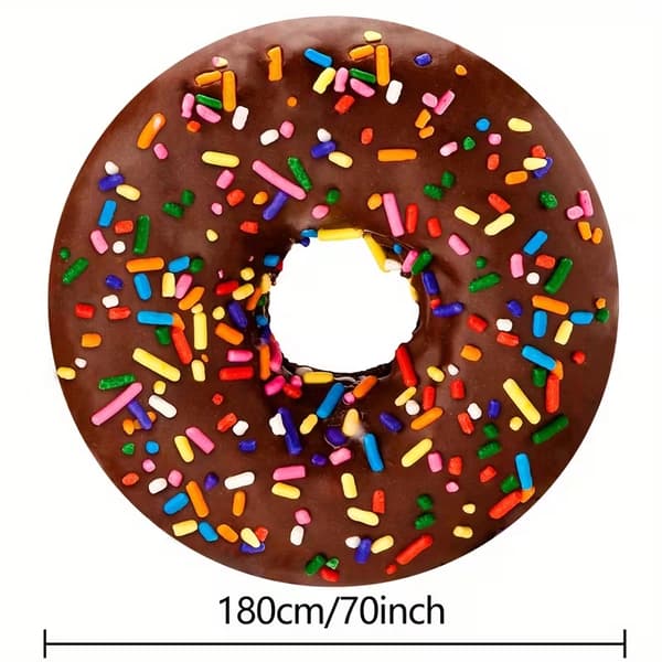 Realistic Food Patterned Round Blanket – Soft Cozy Novelty Gift for Pizza and Taco Lovers Chocolate Donuts 70in(1.8m) Choc Donuts 70in(1.8m)