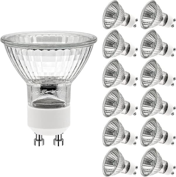GU10 Halogen Spotlight Bulbs, (12-pack) Dimmable Halogen Bulbs 2-pin, 220V 50W Light Source with Long Lifespan A