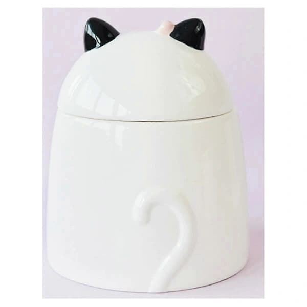 Cartoon White Cute Ceramic Collection Memory Jar Cat Shaped Ceramic Storage Jar