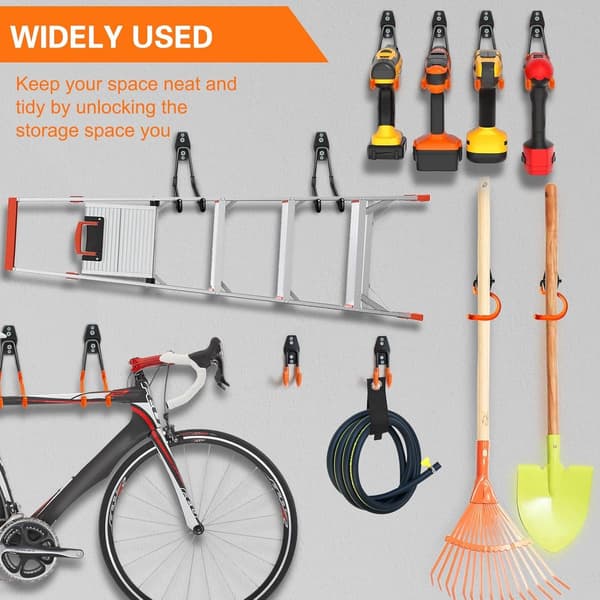 4 Pieces - Heavy Duty Garage Hooks - Wavy Long Hooks - Wall Mounted Storage Rack
