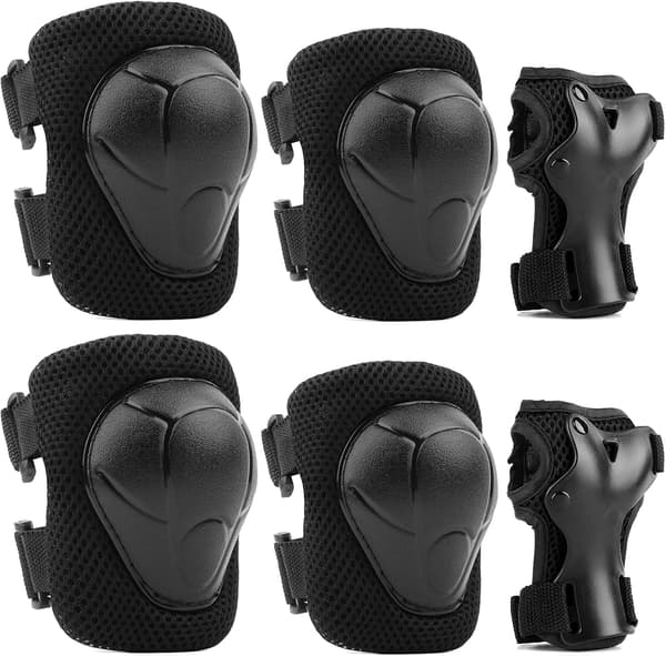 Barn Skridsko Skyddsutrustning 6 Pack Justerbar Barn Knäskydd Armbågsskydd Handledsskydd Set för Cykel Rullskridskor Scooter